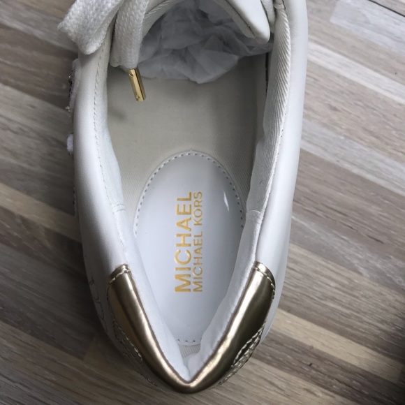 Michael Kors Poppy Lace Up Napa Optic Pale Gold W - Picture 8 of 8